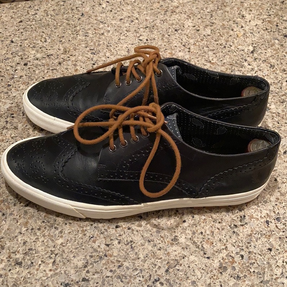 Size 10 Men’s Drake’s X Fred Perry Navy Blue Leather Oxford